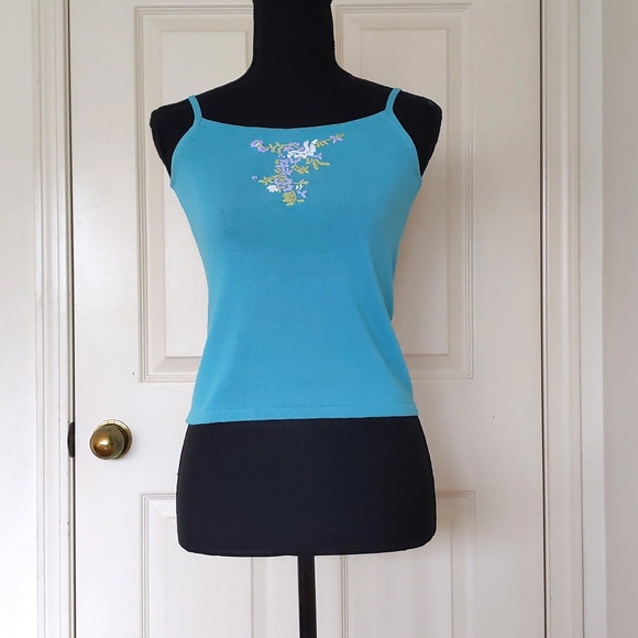 Cotton and Rayon Multi Color Flowers Embroidered Knit Cardigan and Cami Set. - Picture 3 of 8